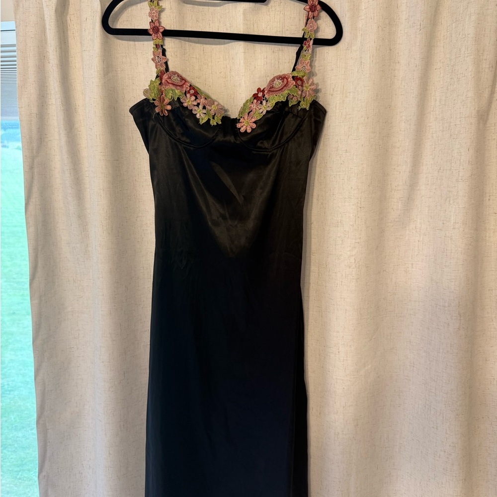 Vici Black Dress with Colorful Floral Accents
